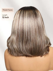 UNice Bye Bye Slip™ 7x5 Lace Warm Brown with Beige Blonde Ribbon Highlights Layered Bob Wig With Dark Roots