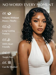 UNice Bye-Bye Slip™ 6x4 Glueless Lace "C" Side Part Loose Wavy Bob 220% High Density Drawstring Wig For Beginners