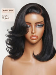UNice 7x5 Bye-Bye Slip™ Lace Natural Black Side Part Blowout Bob Wig with Soft Curled Ends