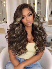 UNice Mocha Brown Blonde Balayage Body Wave Wig Bye-Bye Slip™ 7×5 Lace Closure Glueless Glam-Ready Soft Waves Natural Color Blend
