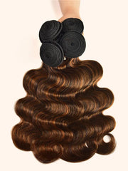 UNice 1B/30 Brown Ombre 4Pcs Hair Bundles With Lace Closure