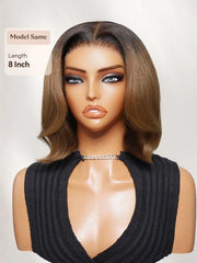 UNice Chestnut Brown Ombre Blowout Bob Bye-Bye Slip™ 7×5 Lace Closure Glueless Glam-Ready Yaki Texture Lightweight Short Style