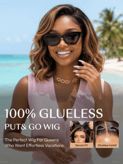 UNice Body Wave Bob Honey Blonde Highlights Wig Bye-Bye Slip™ 13×4 Lace Front Glueless Glam-Ready Date Night Chic Face-Flattering Blonde Dimension