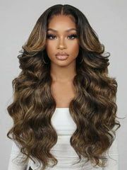UNice #FB30 Brown Balayage Highlight 100% Human Hair 3Pcs Body Wave Human Hair Bundles