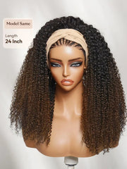 [ Price Drop ] UNice Versatile 2-in-1 Black to Brown Ombre Turn-Around Kinky Curly Half Wig Glueless for Beginners