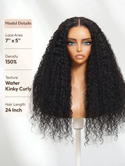 UNice Bye-Bye Knots™ 7x5 Lace Multi Textured Water Kinky Curly Wig with Invisi Drawstring