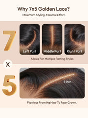 UNice Machine Made & 7x5 Bye Bye Slip™ Lace Yaki Human Hair Glueless Wispy Bangs  Natural Black Wig