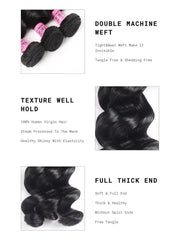 UNice Hair Loose Wave Hair Extensions Unprocessed Human Virgin Hair