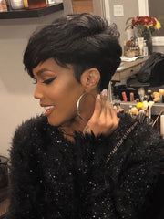 UNice Short Pixie Cut Human Hair Glueless Wig With Full Bangs