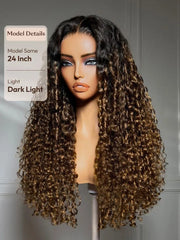 UNice Bye-Bye Slip™ 7x5 Lace Glueless Sun-Kissed Honey Brown Ombre Tight Spiral Bounce Curl Wig
