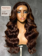 UNice 7x5 Bye Bye Slip™ Lace Auburn Brown with Copper Highlights Body Wave Drawstring Wig