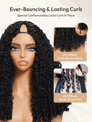 UNice InvisiBlend™ V Part Curly Texture Drawstring Human Hair Wig With Finger Coil Ends