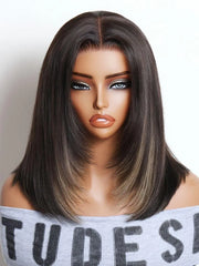 UNice Blonde Highlights Layered Yaki Straight Bob Wig Bye-Bye Slip™ 7×5 Lace Closure Glueless Glam-Ready Sophisticated Style Confident Look