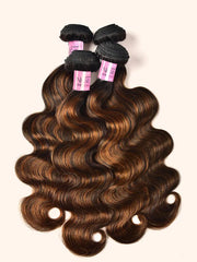 UNice 1B/30 Brown Ombre 4Pcs Hair Bundles With Lace Closure