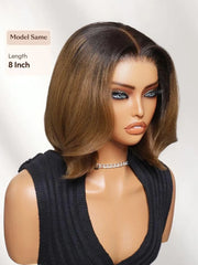 UNice Chestnut Brown Ombre Blowout Bob Bye-Bye Slip™ 7×5 Lace Closure Glueless Glam-Ready Yaki Texture Lightweight Short Style