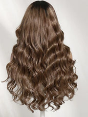 UNice Bye-Bye Slip™ 7x5 Lace Glueless Ash Brown Highlights Luxury Body Wave Drawstring Wig with Dark Roots