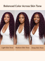 UNice 13x4 Bye-Bye Slip™ Lace Frontal Black Cherry Water Wave Glueless Drawstring Wig 100% Human Hair 150% Density