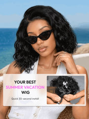 UNice Bye-Bye Slip™ 6x4 Glueless Lace "C" Side Part Loose Wavy Bob 220% High Density Drawstring Wig For Beginners