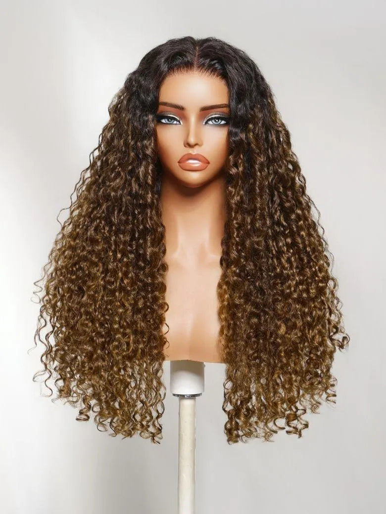 UNice Bye-Bye Slip™ 7x5 Lace Glueless Sun-Kissed Honey Brown Ombre Tight Spiral Bounce Curl Wig
