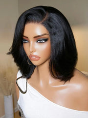 UNice Bye-Bye Slip™ 6x4 Lace Glueless Yaki Straight 90s Blowout Bob Wig with Side Part & Feathered Ends