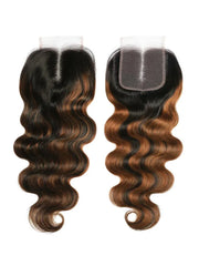 UNice 1B/30 Brown Ombre 4Pcs Hair Bundles With Lace Closure