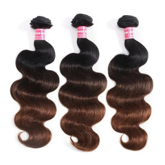 UNice Hair Bundles 3 Pcs/pack Black to Chestnut Brown Ombre Body Wave Virgin Human Hair