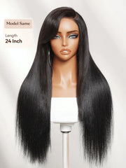 UNice Bye-Bye Slip™ 7x5 Lace Glueless Yaki Straight Drawstring Wig with Soft Side-Swept Bang
