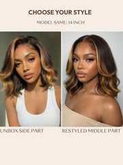UNice Body Wave Bob Honey Blonde Highlights Wig Bye-Bye Slip™ 13×4 Lace Front Glueless Glam-Ready Date Night Chic Face-Flattering Blonde Dimension