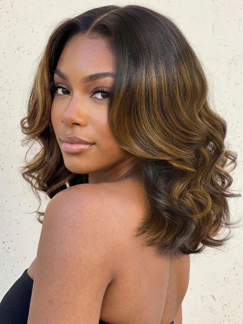 UNice 7x5 Bye Bye Slip™ Lace Balayage Highlights Body Wave Bob Wig with Invisi Drawstring