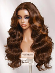 UNice 7x5 Bye Bye Slip™ Lace Auburn Brown with Copper Highlights Body Wave Drawstring Wig
