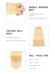 UNice Hair 613 Blonde Virgin Human Hair Extension Bundles 10-24 Inch 3PCS Straight Hair