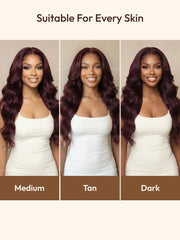 7x5 & 13x4 Bye-Bye Slip™ Glueless Lace Purple Black Cherry Loose Wave & Layered Straight Wig-Pull & Go With Invisi Drawstring