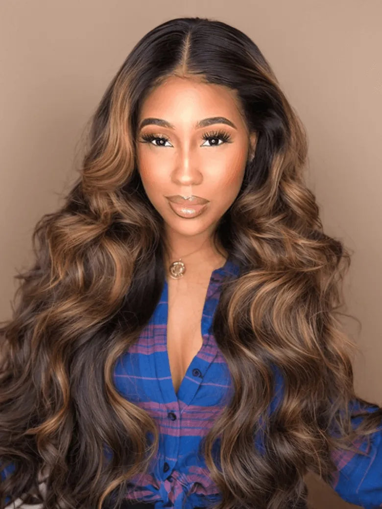 UNice 1B/30 Brown Ombre 4Pcs Hair Bundles With Lace Closure