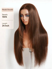UNice Auburn/Red Brown Layered Straight Wig Bye-Bye Slip™ 13×4 Lace Frontal Glueless Glam-Ready Luxe Layers Head-Turning Color