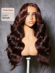 UNice 7x5 Bye Bye Slip™ Lace Mahogany Brown Loose Wave Drawstring Wig with Face-Framing Layers