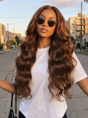 UNice 7x5 Bye Bye Slip™ Lace Auburn Brown with Copper Highlights Body Wave Drawstring Wig