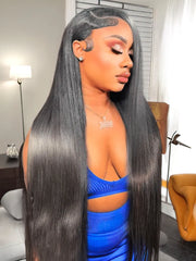 [26"-40"] 180% Density HD Lace 5x5 Closure Skin Melt Perfect Hairline Glueless Straight Wig with Bleached Knots