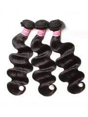 UNice 3Pcs Remy Hair Body Wave Bundles with Lace Closure