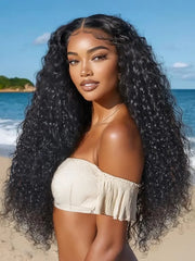 UNice 7x5 Bye Bye Slip™ Pre Cut Lace Natural Black Water Wave Curly Drawstring No Baby Hair