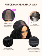 [Limited Time] UNice Maxreal Half Wig 2x4 Lace Part Black Kinky Curly Wig