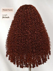 UNice Reddish Brown Burmese Curly Wig With Finger Coil Ends Bye-Bye Slip™ 7×5 Lace Closure Glueless Glam-Ready Natural Volume