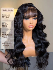 [Stylish Choice] UNice 13x4 Pre-Everything™ Side-Part Fluffy Loose Wave Wig With Wispy Air Bangs
