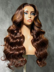 UNice 7x5 Bye Bye Slip™ Lace Auburn Brown with Copper Highlights Body Wave Drawstring Wig