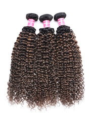 Unice #FB30 Brown Balayage Jerry Curly 1 Piece Human Hair Bundle
