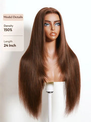 UNice Auburn/Red Brown Layered Straight Wig Bye-Bye Slip™ 13×4 Lace Frontal Glueless Glam-Ready Luxe Layers Head-Turning Color
