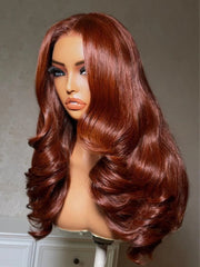 UNice 7x5 Bye Bye Slip™ Lace Reddish Brown Voluminous Layered Blowout Soft Body Wave Wig