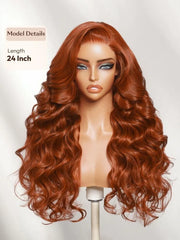 UNice Bye-Bye Slip™ 7x5 Lace Glueless Copper Auburn Body Wave Drawstring Wig with Side Part Bangs