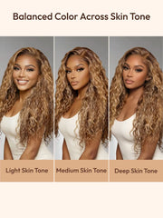 UNice 13x4 Bye Bye Slip™ Lace Frontal  Bronde Color With Honey Blonde Highlights Water Wave Glueless Drawstring Wig 150% Density
