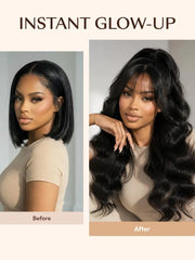 UNice 7x5 & 13x4 Bye-Bye Slip™ Pull & Go Black Fluffy Loose Wave Wispy Bangs Glueless Wig with Flexible Drawstring
