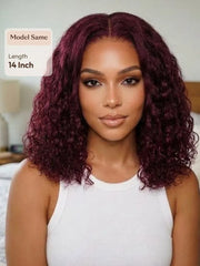 UNice 13x4 Bye Bye Slip™ Lace Frontal Burgundy Water Wave Glueless Wig with Invisi Drawstring